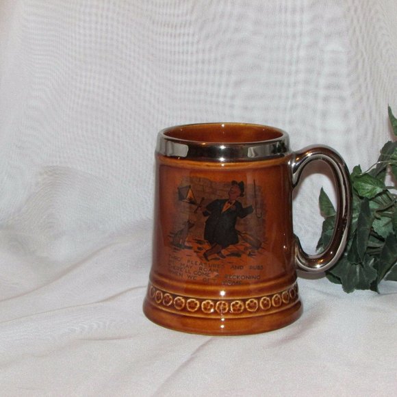Vintage Beer Mug Lord Nelson Pottery Stein Silver Rim England Barware Pub Decor - Picture 7 of 7